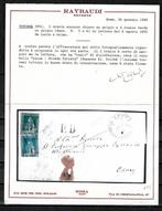 Toscana 1851 - 2 crazie bleu clair et 4 crazie vert gris sur, Gestempeld