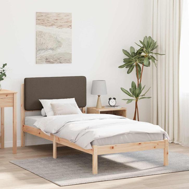 vidaXL Bedframe met Gevoerde Hoofdbord Taupe 100 x 200 cm, Huis en Inrichting, Slaapkamer | Bedden, Nieuw, Verzenden