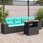 vidaXL 5-delige Loungeset met kussens poly rattan zwart, Verzenden, Nieuw, Loungeset