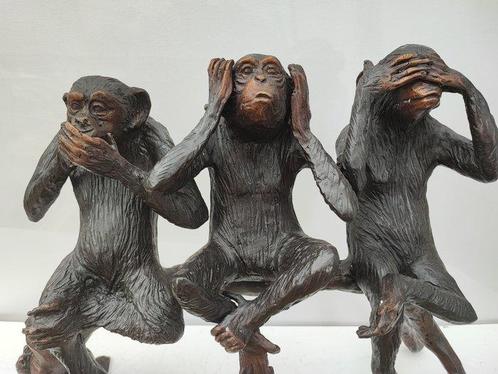 sculptuur, Three monkeys - 80 cm - Brons, Antiek en Kunst, Curiosa en Brocante