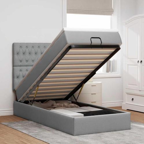 vidaXL Bed poef met matras en LEDs 90x200 cm stof, Huis en Inrichting, Slaapkamer | Bedden, Nieuw, Verzenden