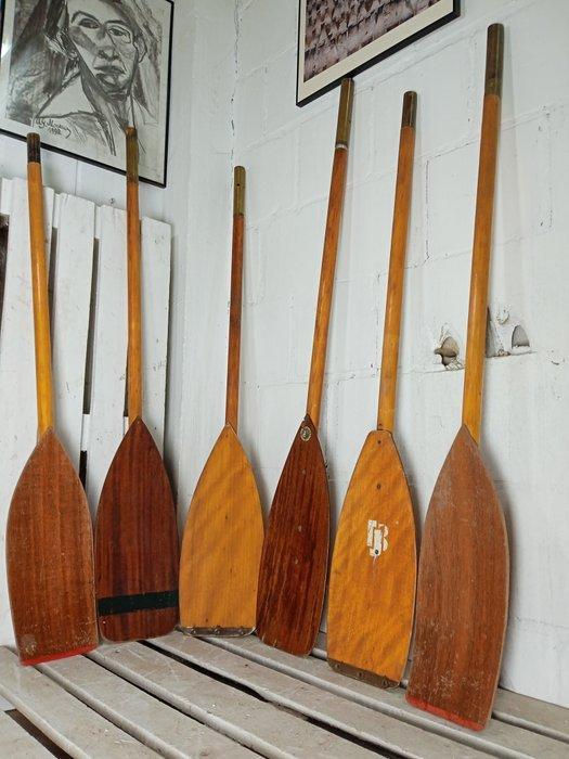 Avirons et pagaies (6) - Laiton, Contreplaqué - Pagaie, Antiquités & Art, Curiosités & Brocante