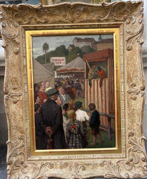 Müller-Münster Franz (1867-1936) - Kasperle-Theater, Antiek en Kunst, Kunst | Schilderijen | Klassiek