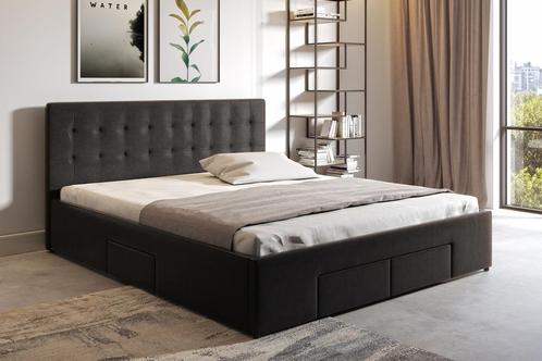 Bed Milo - Zwart - 180x200 cm leer met opbergvak, Maison & Meubles, Chambre à coucher | Lits, Envoi