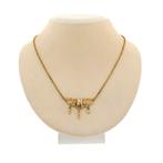 Gouden jasseron schakel ketting met vaste hanger | 43,5 cm, Ophalen of Verzenden, Gebruikt, Overige kleuren, Goud