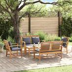 vidaXL Tuinbank Set Naturel Massief teakhout, Tuin en Terras, Verzenden, Nieuw