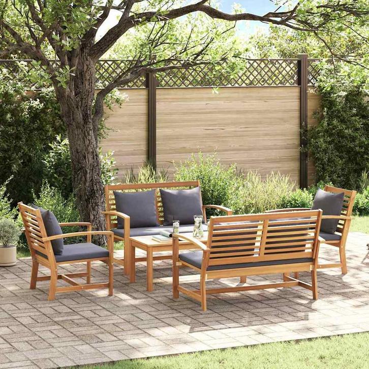 vidaXL Tuinbank Set Naturel Massief teakhout, Tuin en Terras, Tuinsets en Loungesets, Nieuw, Verzenden