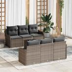 vidaXL Tuinbank Set met kussen 7 pcs Grijs Poly rattan,, Tuin en Terras, Verzenden, Nieuw