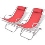 vidaXL Terrasstoelen verstelbaar 2 st staal rood, Jardin & Terrasse, Chaises longues, Verzenden