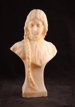 Buste, Art Nouveau beeld jonge dame - 28 cm - Albast