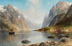 Alfred von Schönberger (XX) - Fjord Landscape with Fishing