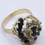 Ring - 14 karaat Geel goud - 0.99ct. tw. Saffier - Diamant -, Handtassen en Accessoires, Ringen, Nieuw