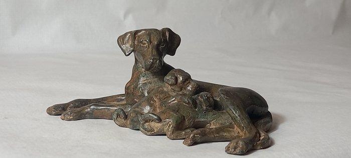 Pierre Chenet (XX-XXI) - sculptuur, La Chienne et ses Chiot, Antiquités & Art, Curiosités & Brocante