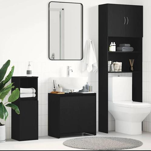vidaXL Badkamerkast 60x33x60 cm spaanplaat zwart, Huis en Inrichting, Badkamer | Badkamermeubels, Nieuw, Verzenden