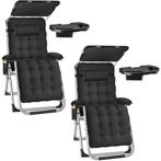 tectake Ligstoel Cloud II met zonnekap, opvouwbaar - zwart,, Jardin & Terrasse, Verzenden