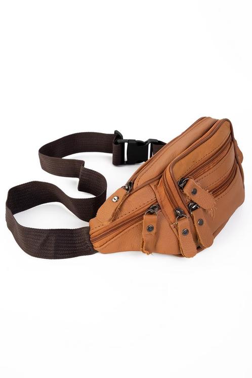 Heuptasje Echt Leer Vakjes Fanny Pack Camel Bruin Karamel Co, Handtassen en Accessoires, Tassen | Damestassen, Bruin, Nieuw, Ophalen of Verzenden