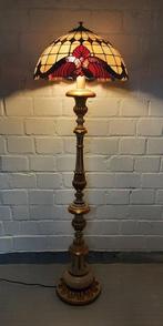 Diseñada - Rococó Estilo - Staande lamp - Glas-in-lood, Hout, Antiek en Kunst