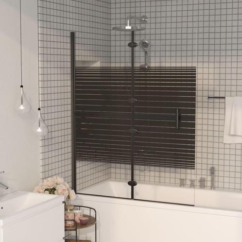 vidaXL Douchewand inklapbaar 100x140 cm ESG zwart, Doe-het-zelf en Bouw, Sanitair, Nieuw, Verzenden