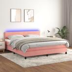 vidaXL Boxspring met matras en LED fluweel roze 160x200 cm, Verzenden, Nieuw