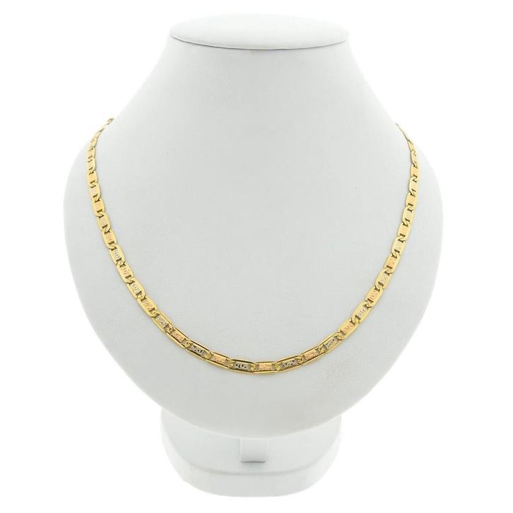 Tricolor gouden marineschakel ketting, Handtassen en Accessoires, Kettingen, Overige kleuren, Gebruikt, Goud, Ophalen of Verzenden