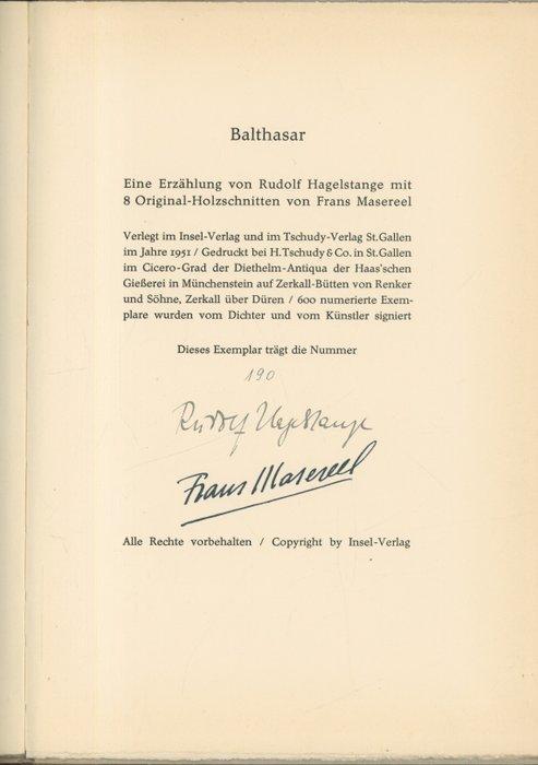 Balthasar – Rudolf Hagelstange - 8 Original Woodcuts by, Antiek en Kunst, Antiek | Boeken en Manuscripten