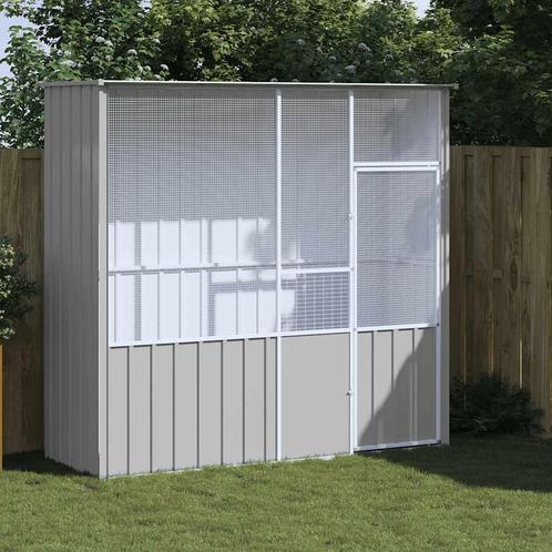 vidaXL Vogelkooi 215x78x200 cm gegalvaniseerd staal grijs, Dieren en Toebehoren, Vogels | Toebehoren, Nieuw, Verzenden