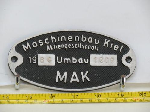 EisenbahnSchild MAK Maschinenbau Kiel (Spoorwegen 1:1), Verzamelen, Spoorwegen en Tram, Overige typen, Gebruikt, Ophalen of Verzenden