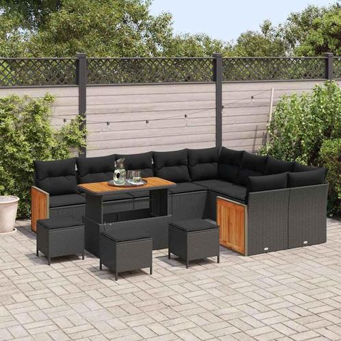 vidaXL Tuinbank Set 13 pcs Zwart 110 x 55 x 71 cm poly, Tuin en Terras, Tuinsets en Loungesets, Nieuw, Verzenden