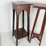 Plantentafel - Eik - Twee Bijzettafel / Piëdestals, Antiek en Kunst