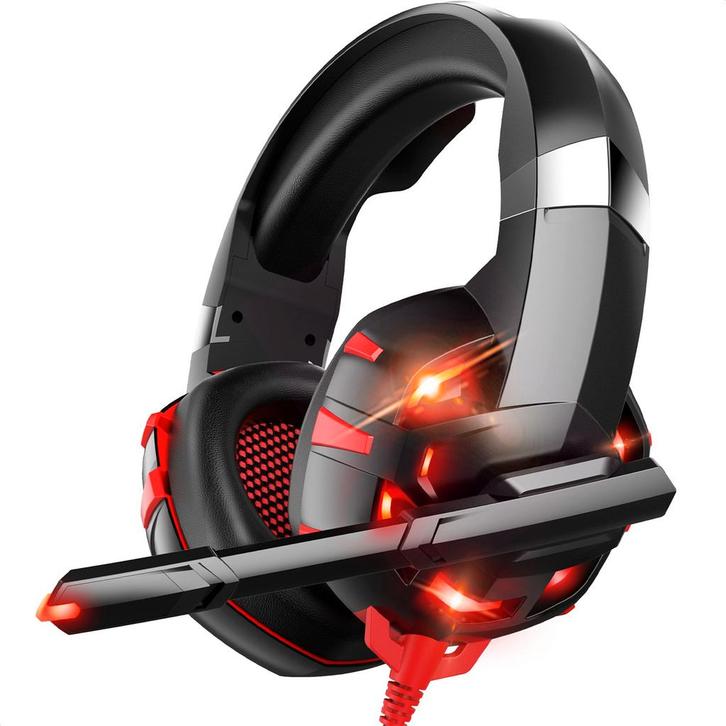 Strex Gaming Headset met Microfoon Rood - PC + PS4 + PS5 +, Computers en Software, Headsets, Verzenden