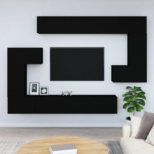 vidaXL Tv-wandmeubel bewerkt hout zwart, Maison & Meubles, Armoires | Mobilier de télévision, Envoi
