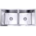 Lendo Online Évier de Cuisine Double Bac Inox 87×44 Argent, Maison & Meubles