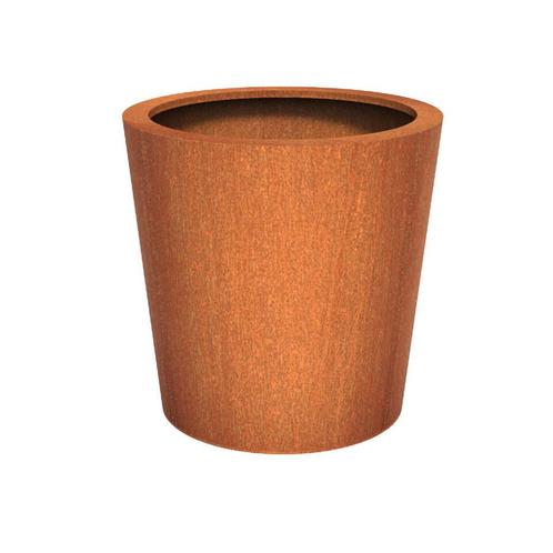 Cortenstaal plantenbak taps Ø100x100cm - Met bodem, Tuin en Terras, Bloembakken en Plantenbakken, 60 cm of meer, 100 cm of meer