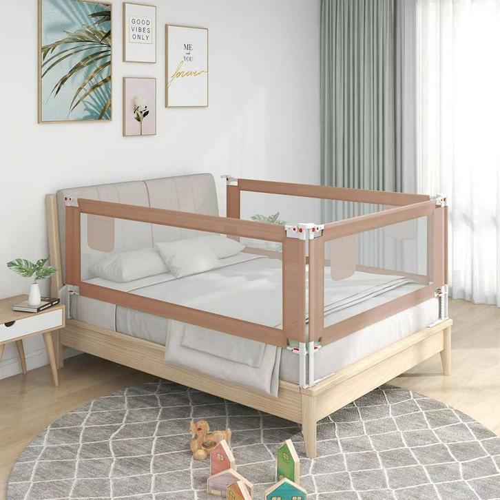 vidaXL Bedhekje peuter 100x25 cm stof taupe, Enfants & Bébés, Barrières, Envoi
