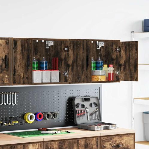 vidaXL Garagewandkasten 2 st Spaanplaat gerookt eikenhout, Zakelijke goederen, Kantoor en Winkelinrichting | Magazijn, Stelling en Opslag