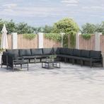 vidaXL Tuinbank Set met kussen Antraciet Staal, Tuin en Terras, Verzenden, Nieuw