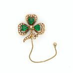 Broche - 14 carats Or jaune - Grenat, Perle, Bijoux, Sacs & Beauté