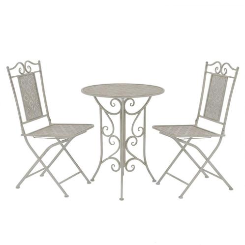 vidaXL Mobilier de bistro 3 pcs Acier Gris, Jardin & Terrasse, Ensembles de jardin, Neuf, Envoi