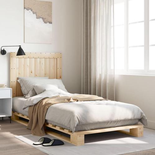 vidaXL Bedframe met hoofdbord massief grenenhout 90x200 cm, Huis en Inrichting, Slaapkamer | Bedden, Nieuw, Verzenden