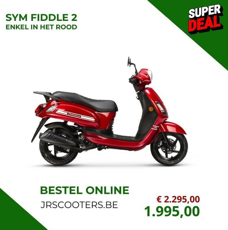 Sym Fiddle 2 nieuw A-klasse, Fietsen en Brommers, Scooters | Overige merken, Klasse A (25 km/u), Benzine, Nieuw