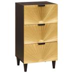vidaXL Dressoir Zwart en Goud 40 x 33 x 75 cm massief, Huis en Inrichting, Verzenden, Nieuw
