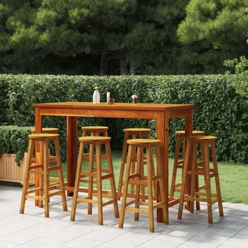 vidaXL 9-delige Tuinbarset massief acaciahout, Tuin en Terras, Tuinsets en Loungesets, Nieuw, Verzenden