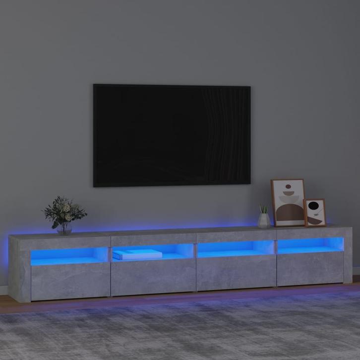 vidaXL Tv-meubel met LED-verlichting 240x35x40 cm betongrijs, Huis en Inrichting, Kasten |Televisiemeubels, Nieuw, Verzenden