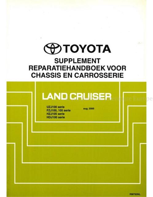 2000 TOYOTA LAND CRUISER CHASSIS & CAROSSERIE (SUPPLEMENT), Autos : Divers, Modes d'emploi & Notices d'utilisation