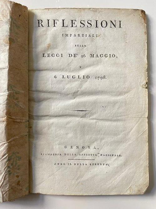 Anonimo - Riflessioni Imparziali sulle Leggi del 26 Maggio e, Antiek en Kunst, Antiek | Boeken en Manuscripten