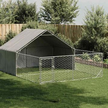vidaXL Hondenkennel met ren 5x3x1,9 m gegalvaniseerd staal, Verzenden