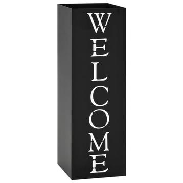 vidaXL Parapluhouder Welcome staal zwart, Verzenden