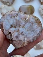 20 Unieke dikke bloemagaat edelsteen hartjes - Hoogte: 6 cm, Verzamelen, Mineralen en Fossielen