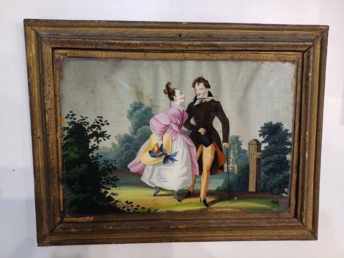 Italiaanse school (XVIII) - Scena di corteggiamento, Antiek en Kunst, Kunst | Schilderijen | Klassiek