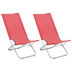 vidaXL Strandstoelen 2 st inklapbaar stof rood, Tuin en Terras, Tuinstoelen, Verzenden, Nieuw